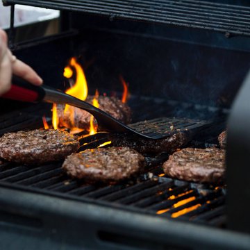 burgers on grill