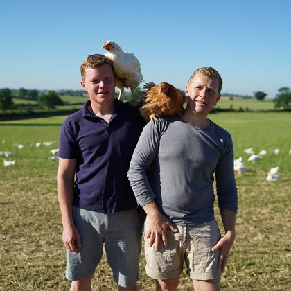 Fosse Meadows Jacob and Nick with chickens