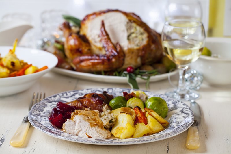 roast turkey, plate of food, christmas